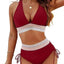 Color Block Drawstring Bikini Set