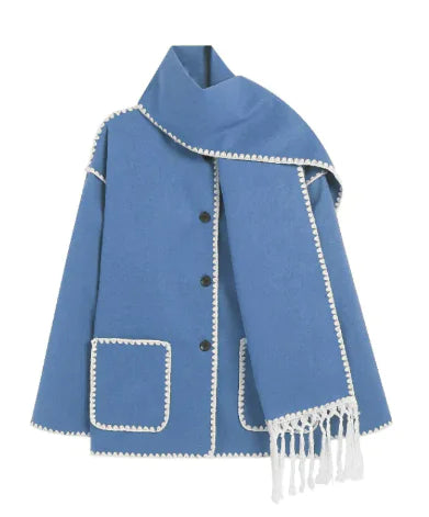 Manteau en Laine Épais Premium pour Femmes avec Écharpe