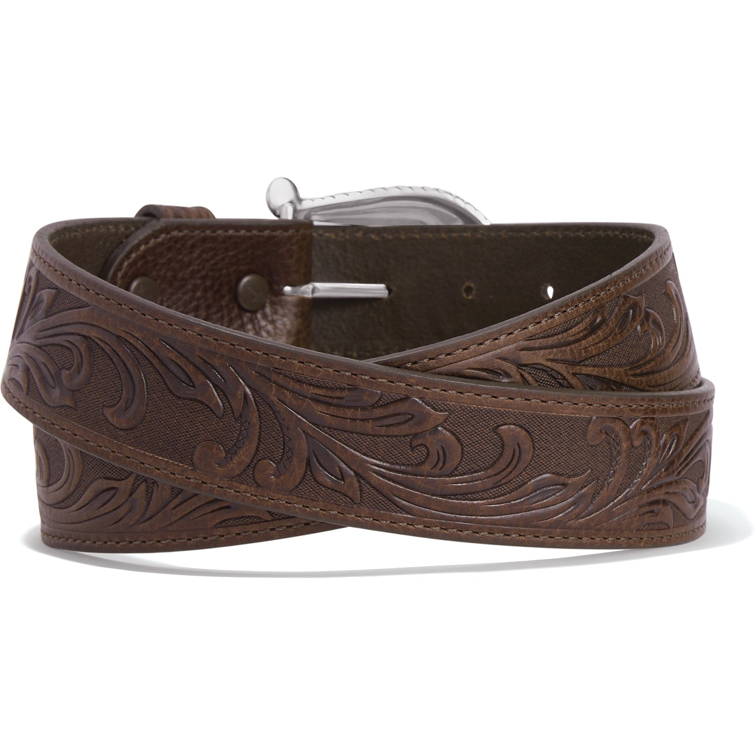 Elegant Floral Embossed Leather Belt - Korvel