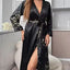 Ensemble de Chemise de Nuit et Robe en Satin à Imprimé Cerise