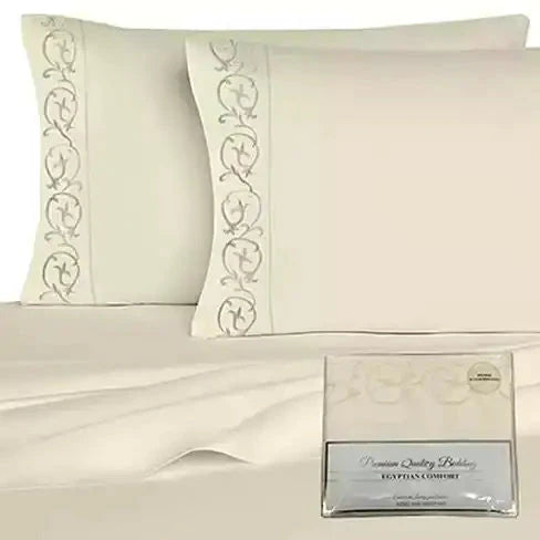 Victoria Embroidered 4-Piece Microfiber Sheet Set