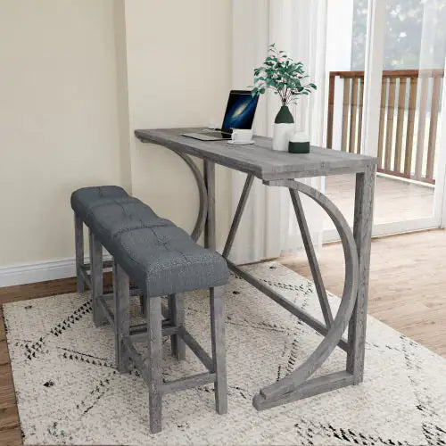 Bar Table Set with Power Socket for Dining and Game Rooms