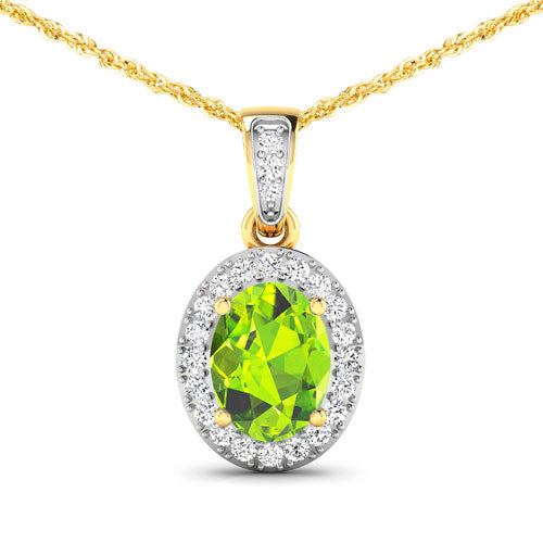 Colgante de Peridoto y Diamante Blanco de 1.23 Quilates en Oro Amarillo de 14K