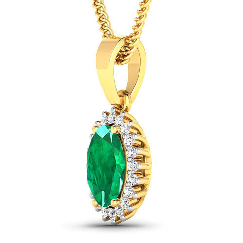1.13 Carat Genuine Zambian Emerald and White Diamond Pendant