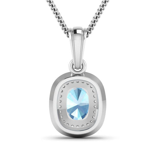 1.35 Carat Aquamarine and Diamond 14K White Gold Pendant