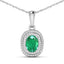 1.50 Carat Genuine Zambian Emerald & Diamond 14K White Gold Pendant