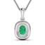 1.50 Carat Genuine Zambian Emerald & Diamond 14K White Gold Pendant