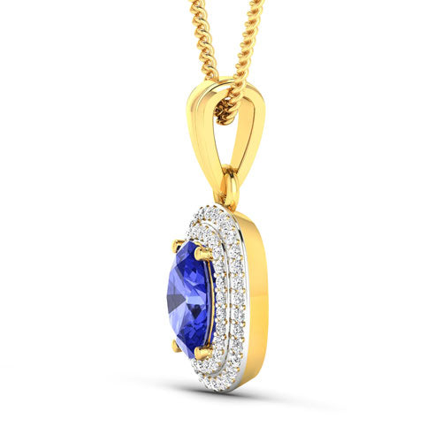 Colgante de Tanzanita y Diamante de 1.45 Quilates en Oro de 14K