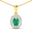 1.50 Carat Zambian Emerald & Diamond 14K Yellow Gold Pendant