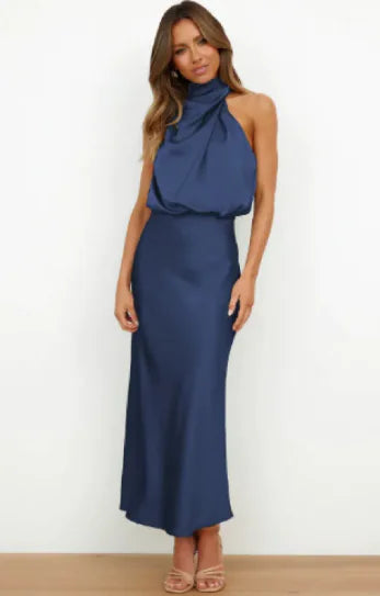 Elegant Women's Maxi Dress in Luxurious Satin