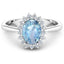 Bague de fiançailles en or blanc 14K avec aquamarine et diamants de 1,62 carat