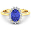 Bague Halo en Tanzanite et Diamants de 1,92 Carat en Or Jaune 14K