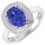 Bague en Tanzanite et Diamants Blancs de 2,02 Carats en Or Blanc 14K