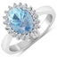 Bague en aigue-marine véritable de 1,24 carat et diamants blancs en or blanc 14K