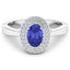 0.91 Carat Genuine Tanzanite and Diamond 14K White Gold Engagement Ring