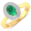 Anillo de Compromiso de Esmeralda Zambiana y Diamante de 0.88 Quilates en Oro Amarillo de 14K
