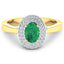 Anillo de Compromiso de Esmeralda Zambiana y Diamante de 0.88 Quilates en Oro Amarillo de 14K