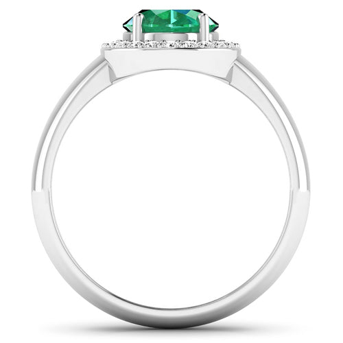 1.87 Carat Zambian Emerald & Diamond 14K White Gold Engagement Ring