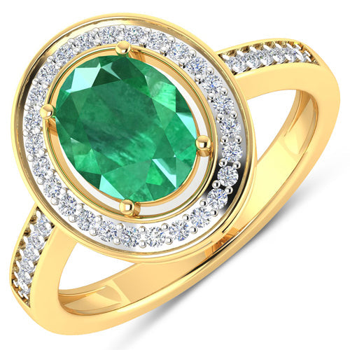 Anillo de Esmeralda Zambiana y Diamante Blanco de 1.87 Quilates