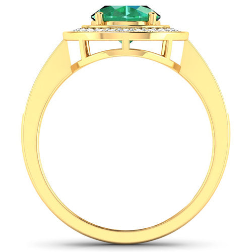 Anillo de Esmeralda Zambiana y Diamante Blanco de 1.87 Quilates