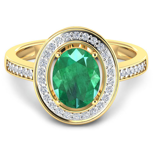 Anillo de Esmeralda Zambiana y Diamante Blanco de 1.87 Quilates