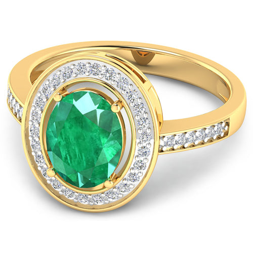 Anillo de Esmeralda Zambiana y Diamante Blanco de 1.87 Quilates