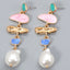Boucles d'oreilles pendantes en alliage de zinc et perles synthétiques en forme anormale