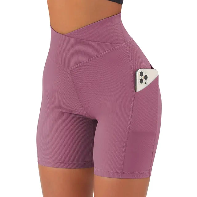 Shorts de Yoga Sin Costuras de Cintura Alta para Mujeres