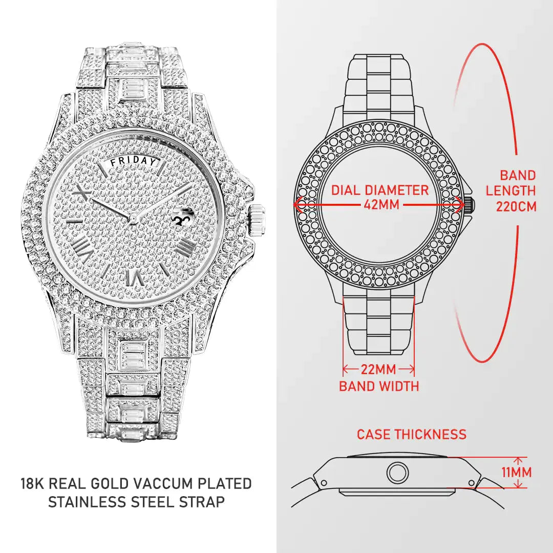 Luxury Men's Watch with 18K Gold Finish