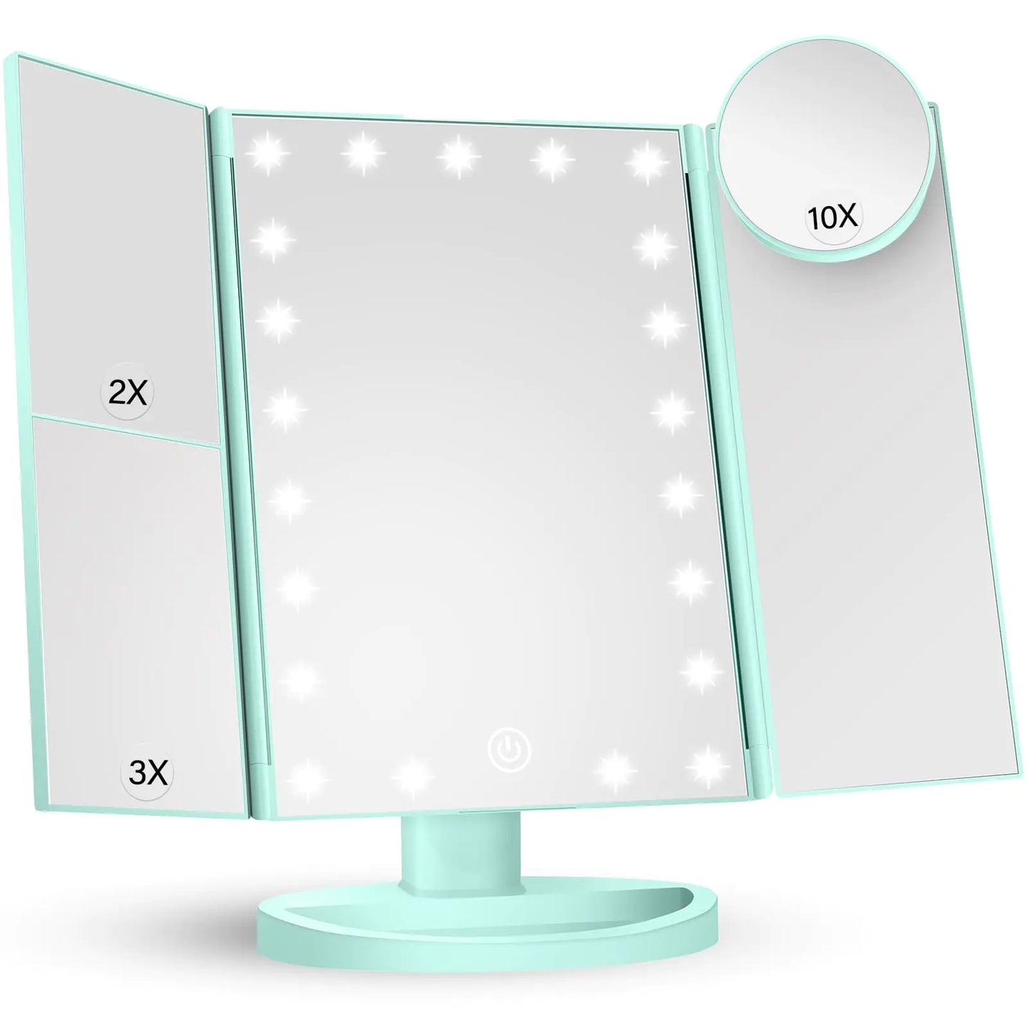 Espejo de Maquillaje Iluminado HUONUL con 2X, 3X, 10X de Magnificación - Verde