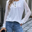 Quarter Button Round Neck Long Sleeve Blouse - Korvel