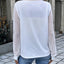 Quarter Button Round Neck Long Sleeve Blouse - Korvel
