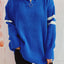 Quarter Zip Striped Dropped Shoulder Sweater - Korvel
