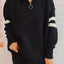 Quarter Zip Striped Dropped Shoulder Sweater - Korvel