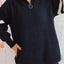 Quarter Zip Striped Dropped Shoulder Sweater - Korvel