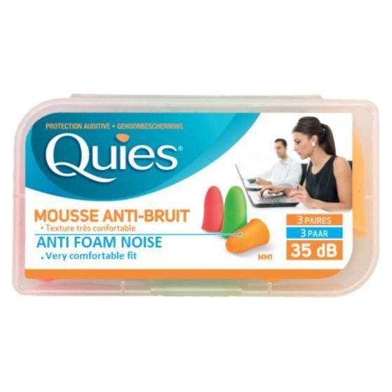 Quies Anti Noise Foam Earplugs - 3 Pairs, 35 dB Protection
