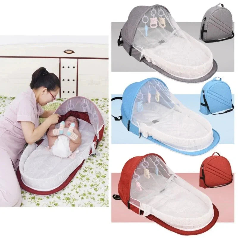 Berceau de Voyage avec Protection Solaire et Filet Anti-Moustiques