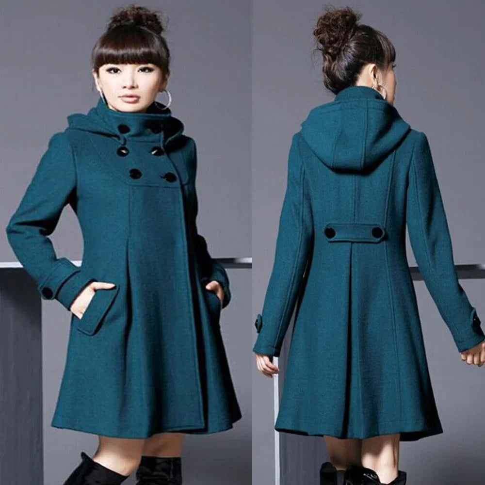 Manteau coupe-vent à double boutonnage avec capuche