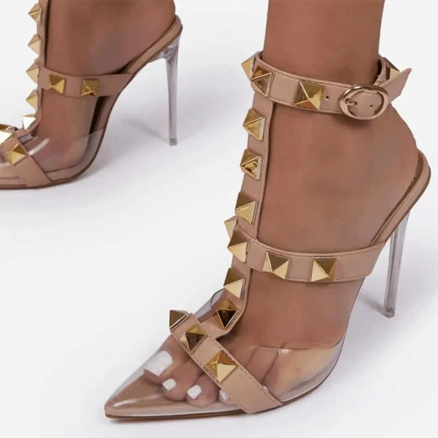 Tacones Altos de Punta con Remaches para Mujer