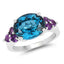 Bague en argent sterling avec topaze bleue de Londres et améthystes de 6,60 carats