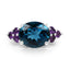 Bague en argent sterling avec topaze bleue de Londres et améthystes de 6,60 carats