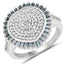 0.74 Carat Genuine White and Green Diamond Sterling Silver Ring