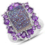 Bague en argent sterling avec quartz drusy et améthystes de 5,97 carats