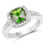 1.67 Carat Chrome Diopside & White Topaz Sterling Silver Ring