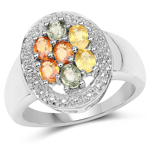 1.54 Carat Multi Sapphire Cluster Ring in Sterling Silver