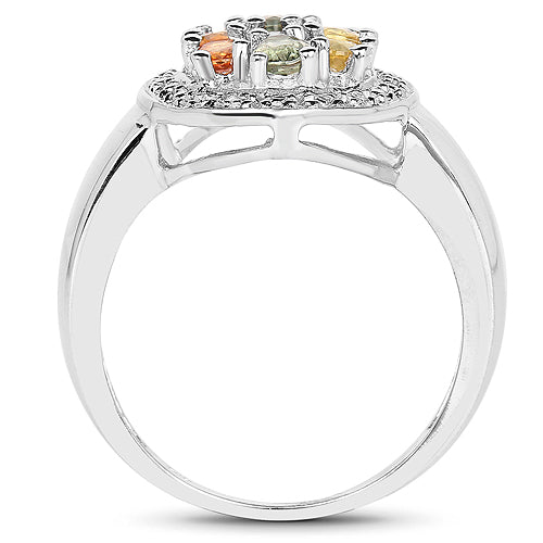 1.54 Carat Multi Sapphire Cluster Ring in Sterling Silver