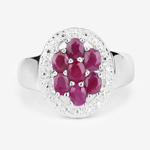 Anillo de Compromiso de Rubí Genuino de 1.54 Quilates en Plata Esterlina .925