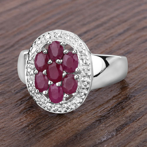 Anillo de Compromiso de Rubí Genuino de 1.54 Quilates en Plata Esterlina .925