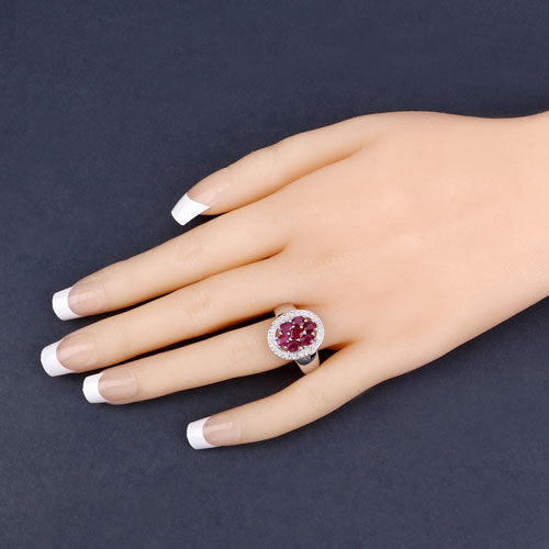 Anillo de Compromiso de Rubí Genuino de 1.54 Quilates en Plata Esterlina .925