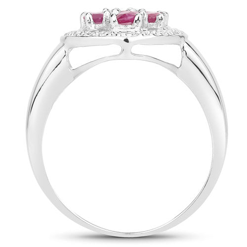 Anillo de Compromiso de Rubí Genuino de 1.54 Quilates en Plata Esterlina .925